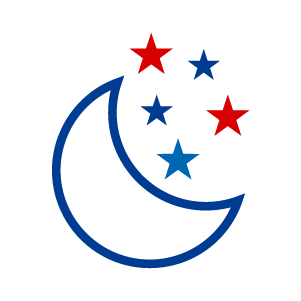 Illustrated icon of a moon and stars