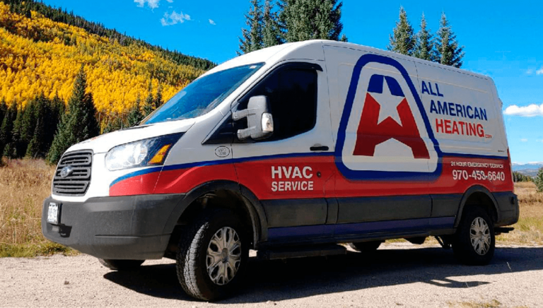 All American Heating truck in Colorado It's that time again! When our trucks are parked against a backdrop of golden Aspen trees, it's time for your heating system maintenance! For our friends in Littleton, we're offering a $59 special. Call today to book!
