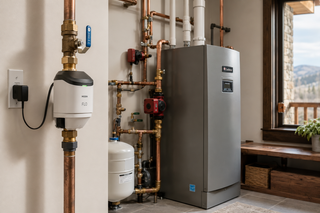 A Moen Flo automatic water shutoff system can help prevent freeze flooding and the corresponding damage in your home when you're not there. Ask your All American Heating technician about a Moen Flo today